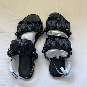 Mara & Mine Black Tassel Sandals